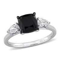 Black & White Diamond Ring 14k Gold Rhodium Plated