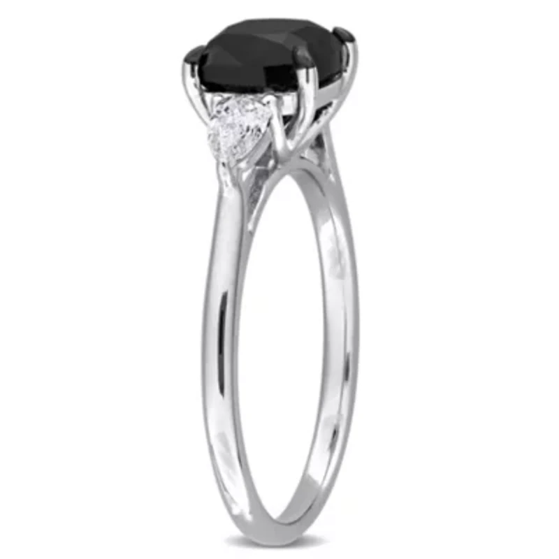 Black & White Diamond Ring 14k Gold Rhodium Plated
