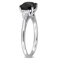 Black & White Diamond Ring 14k Gold Rhodium Plated