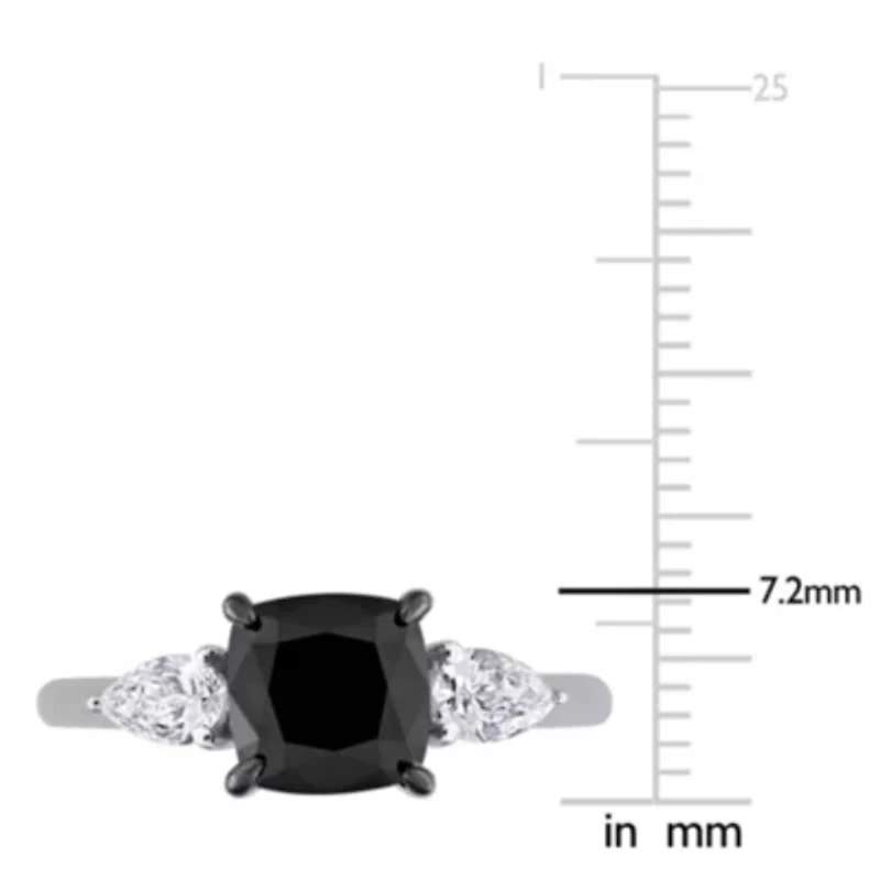 Black & White Diamond Ring 14k Gold Rhodium Plated