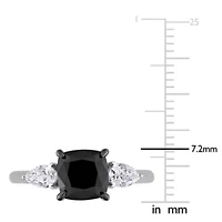 Black & White Diamond Ring 14k Gold Rhodium Plated
