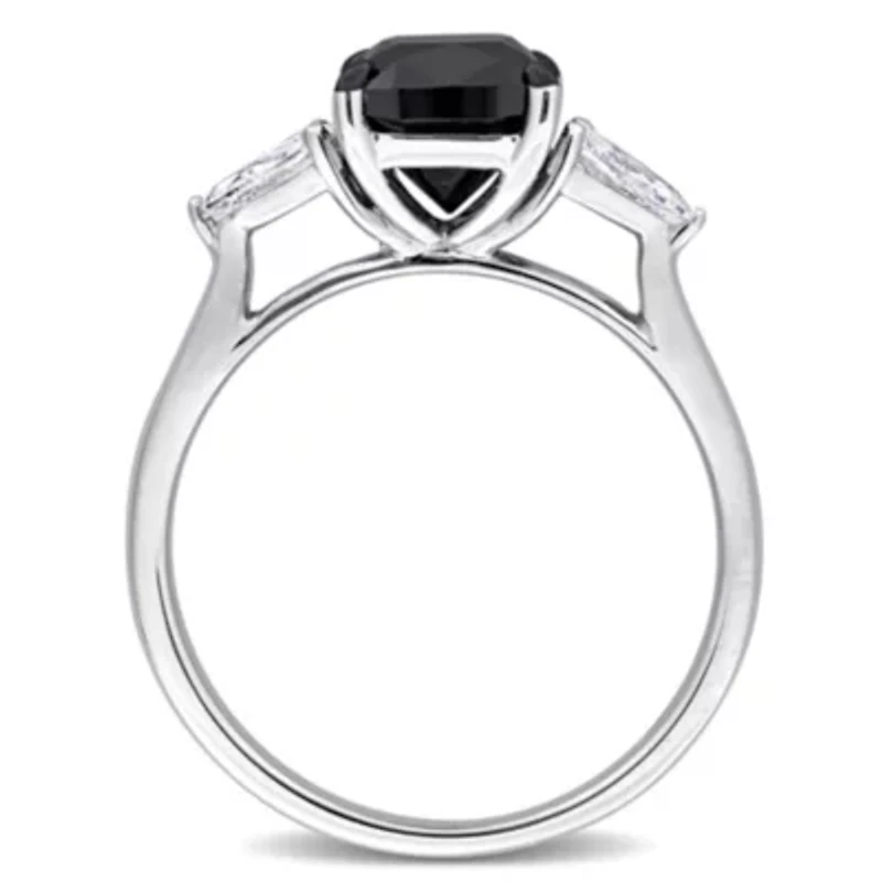 Black & White Diamond Ring 14k Gold Rhodium Plated