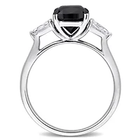 Black & White Diamond Ring 14k Gold Rhodium Plated