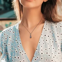 Gemstone and Diamond Drop Necklace 10k Gold