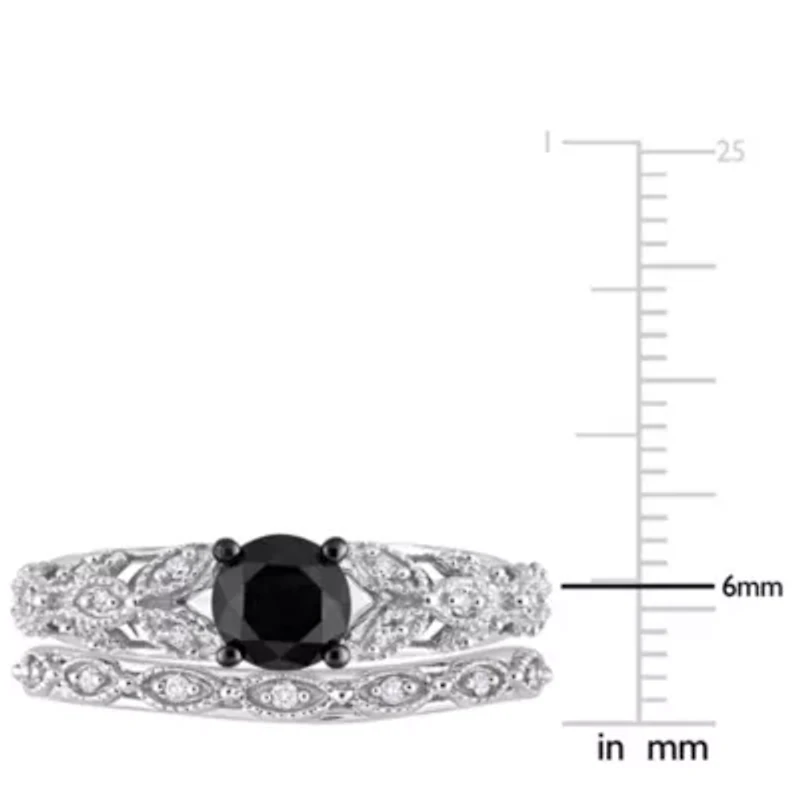 Black & White Diamond Bridal Set Ring 14K Gold