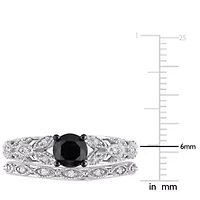 Black & White Diamond Bridal Set Ring 14K Gold