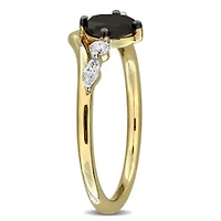 Black & White Diamond Ring 14k Yellow Gold Rhodium Plated