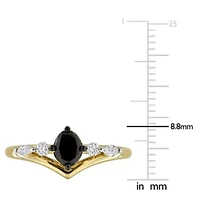 Black & White Diamond Ring 14k Yellow Gold Rhodium Plated