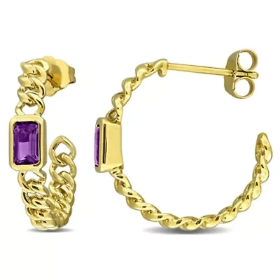 Multi Color Gemstone Hoop Earrings 14k Gold