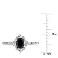 Black & White Diamonds Engagement Ring 14k Gold Rhodium Plated
