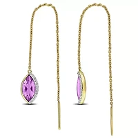 Gemstone and Diamond Threader Earrings 14k Gold