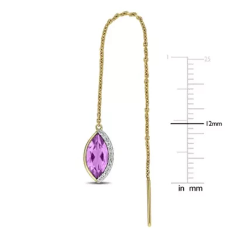 Gemstone and Diamond Threader Earrings 14k Gold