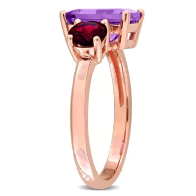 Amethyst & Garnet Ring 14k Rose Gold