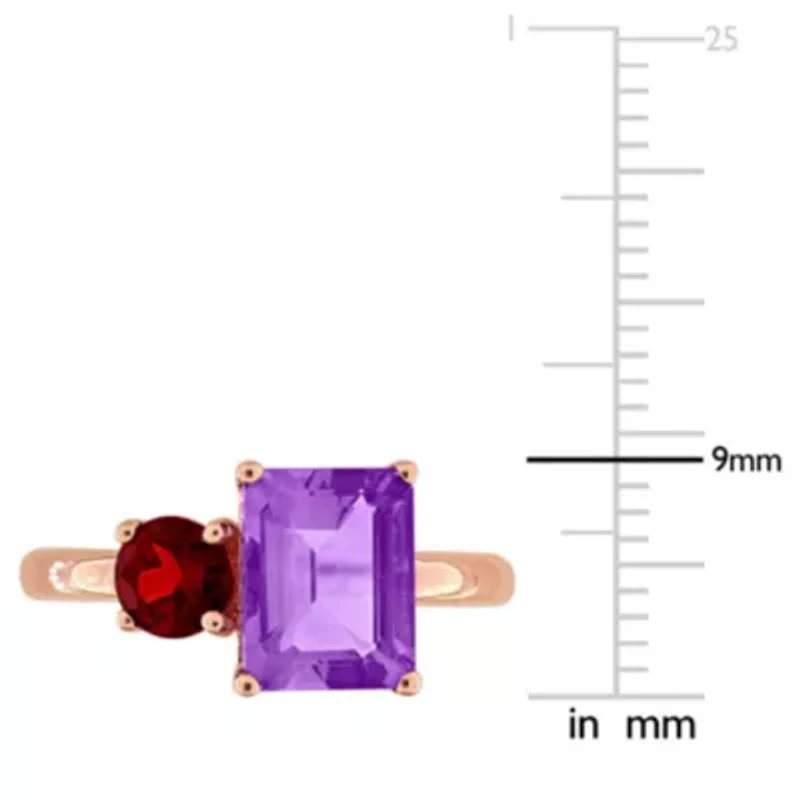 Amethyst & Garnet Ring 14k Rose Gold