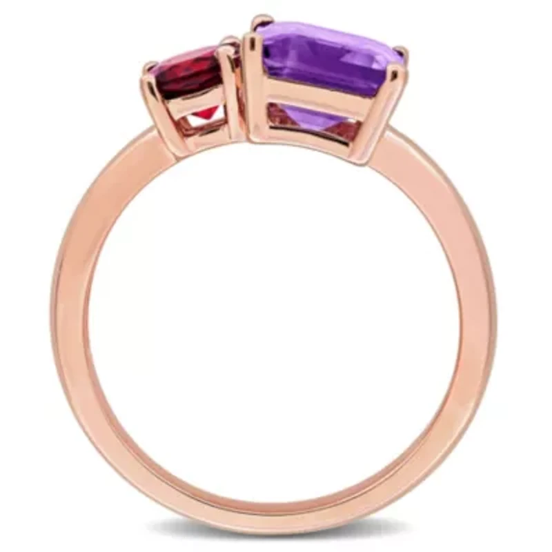 Amethyst & Garnet Ring 14k Rose Gold