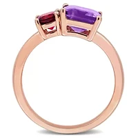 Amethyst & Garnet Ring 14k Rose Gold