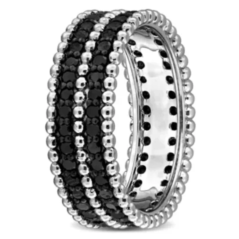 Black Diamond Double Row Ring 14k Gold