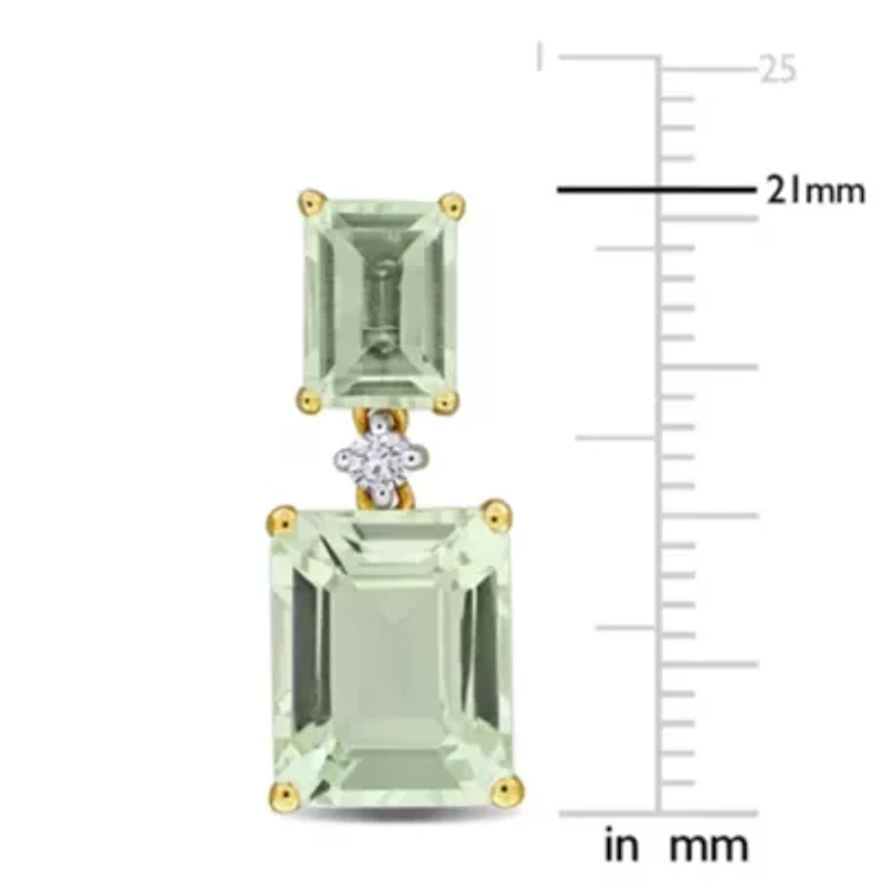 Gemstone and Diamond Drop Earrings 10k Gold