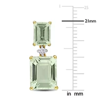 Gemstone and Diamond Drop Earrings 10k Gold