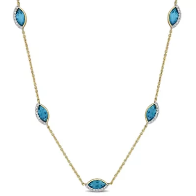 Color Gemstone Diamond Necklace 14k Gold