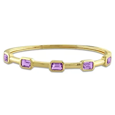 Multi-Gemstone Station Bangle Yellow Plated Sterling Silver