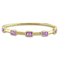 Multi-Gemstone Station Bangle Yellow Plated Sterling Silver