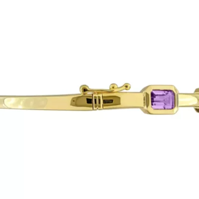 Multi-Gemstone Station Bangle Yellow Plated Sterling Silver