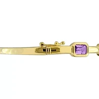 Multi-Gemstone Station Bangle Yellow Plated Sterling Silver