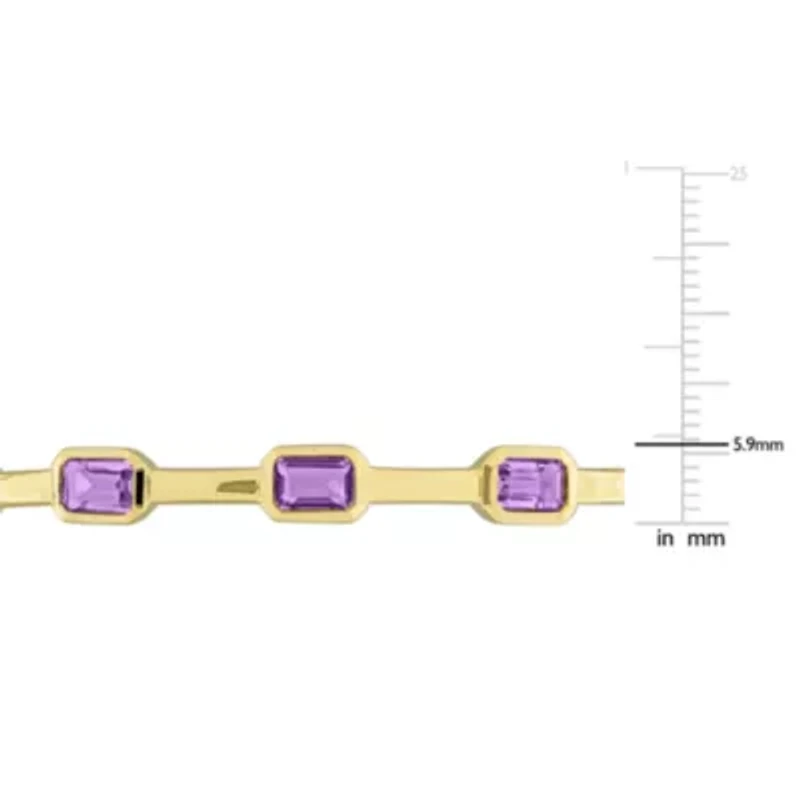 Multi-Gemstone Station Bangle Yellow Plated Sterling Silver