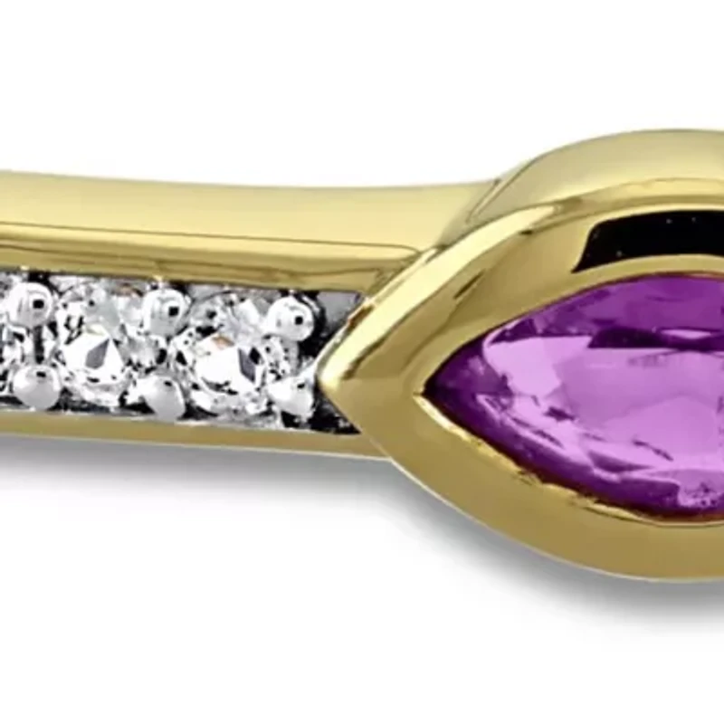 Multi-Gemstone & White Topaz Station Bangle Yellow Plated Sterling Silver