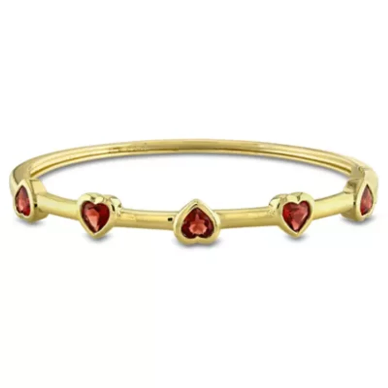Heart Gemstone Station Bangle Sterling Silver