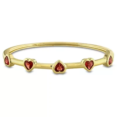 Heart Gemstone Station Bangle Sterling Silver
