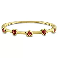 Heart Gemstone Station Bangle Sterling Silver