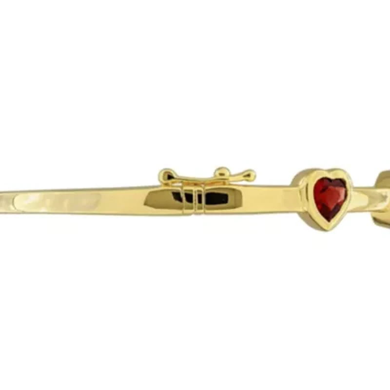 Heart Gemstone Station Bangle Sterling Silver