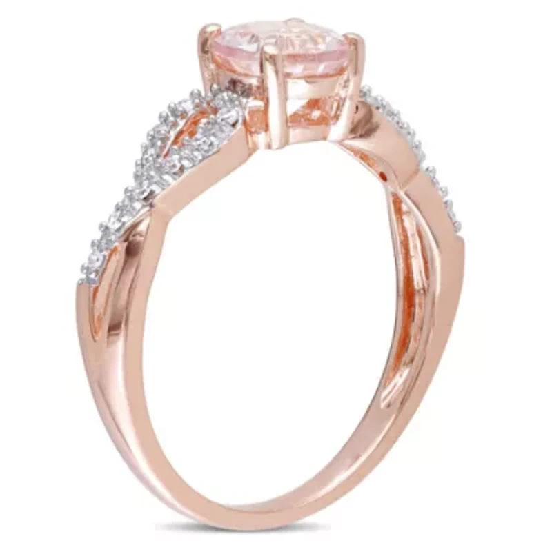 Morganite & Diamond Infinity Engagement Ring 10k Rose Gold
