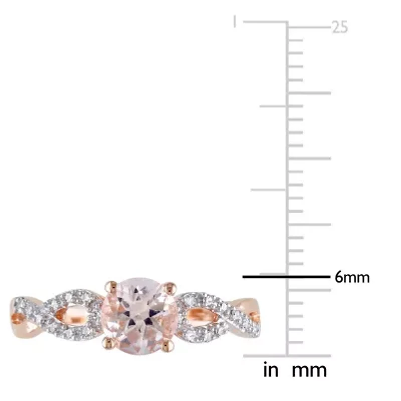 Morganite & Diamond Infinity Engagement Ring 10k Rose Gold