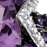 Amethyst & Diamond Ring Sterling Silver with Black Rhodium Plated