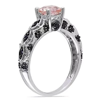 Morganite & Black Diamond Infinity Engagement Ring 10k White Gold with Rhodium
