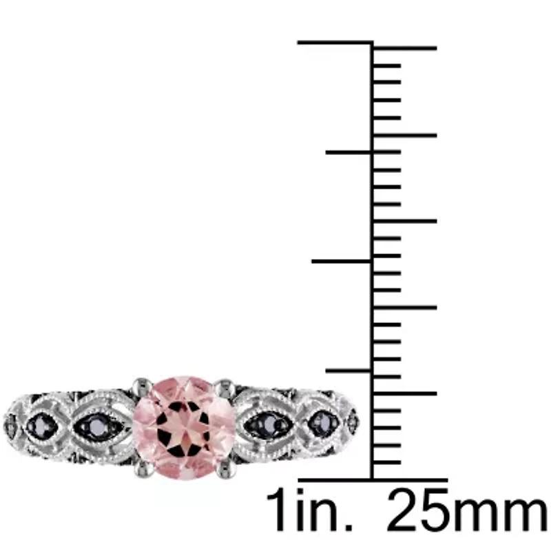 Morganite & Black Diamond Infinity Engagement Ring 10k White Gold with Rhodium