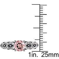 Morganite & Black Diamond Infinity Engagement Ring 10k White Gold with Rhodium