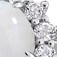 Diamond & Opal White Topaz Halo Ring Sterling Silver