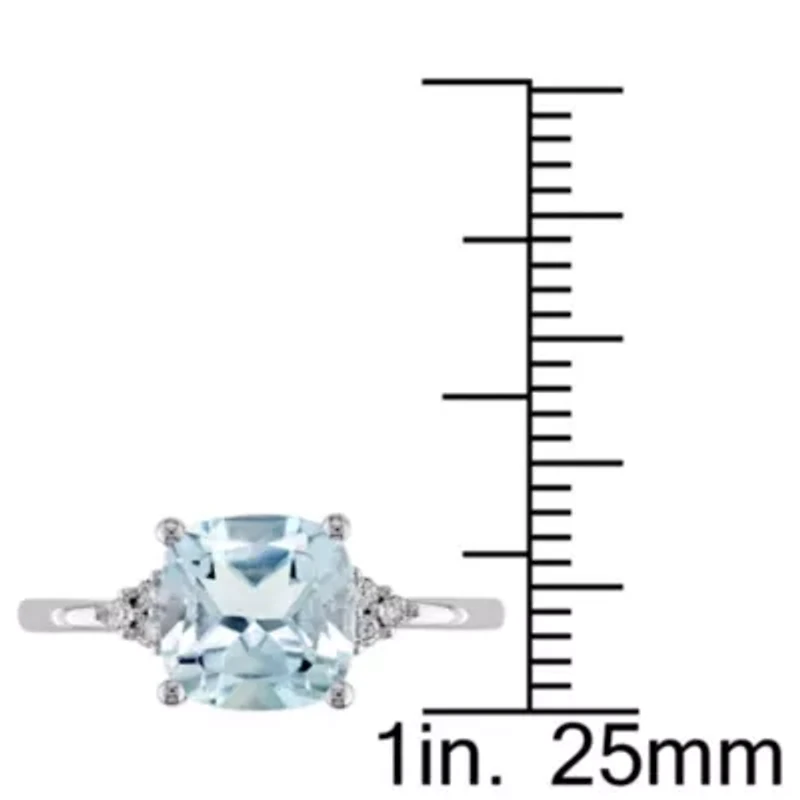 10k White Gold Blue Topaz and Diamond Ring