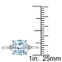 10k White Gold Blue Topaz and Diamond Ring
