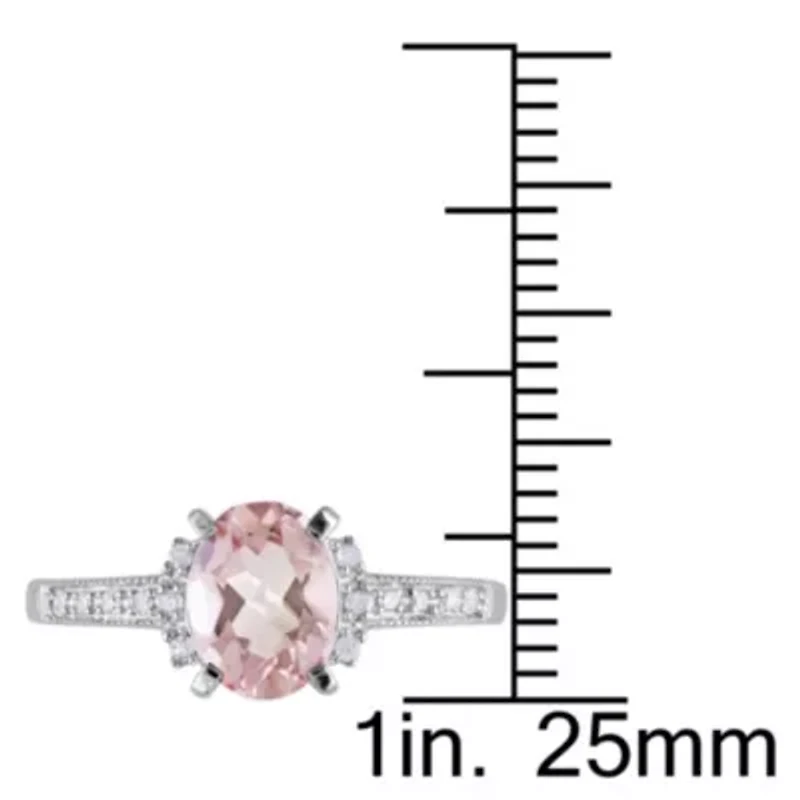 1.14 ct. t.w. Morganite and 0.7 Diamond Ring Sterling Silver