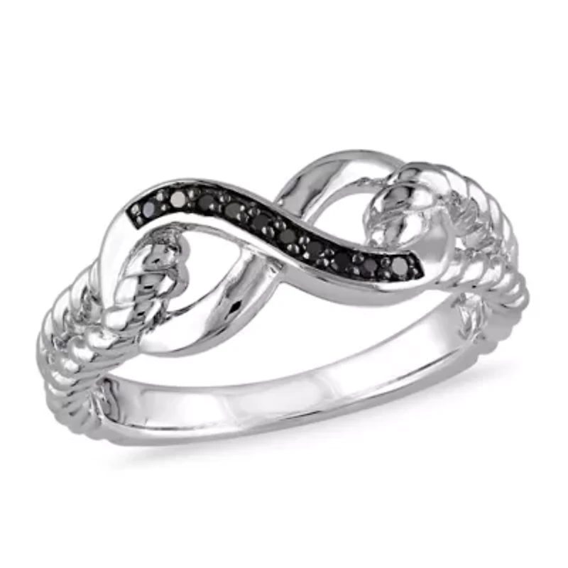 Black Diamond Infinity Ring Sterling Silver