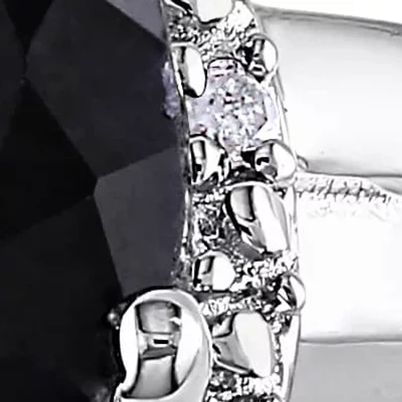Black Sapphire and Diamond Ring Sterling Silver