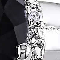 Black Sapphire and Diamond Ring Sterling Silver