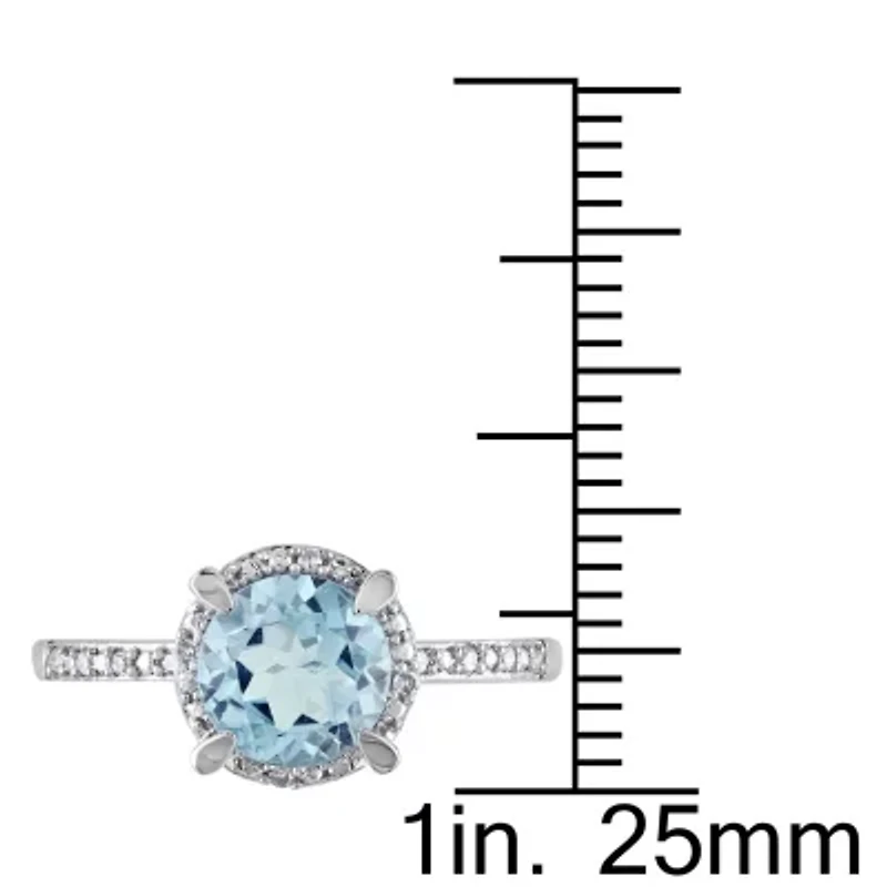 10k White Gold Blue Topaz and Diamond Ring