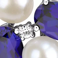Lab Created Pearl & Gemstone Cluster Pendant with Chain