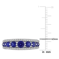 Created Gemstone & Lab Grown Diamond Graduated Ring 14K White Gold